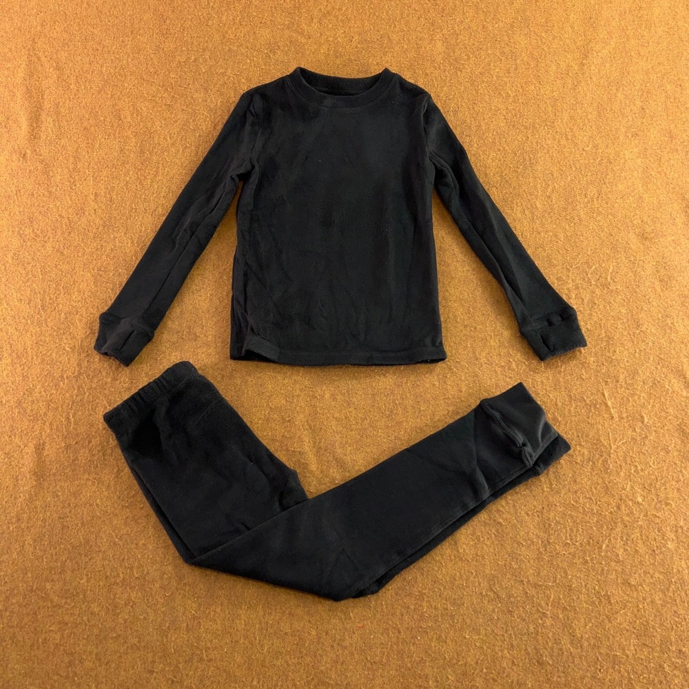 Cuddl Duds Boys XS Black Fleece Performance Baselayer 2 Piece Set NWT